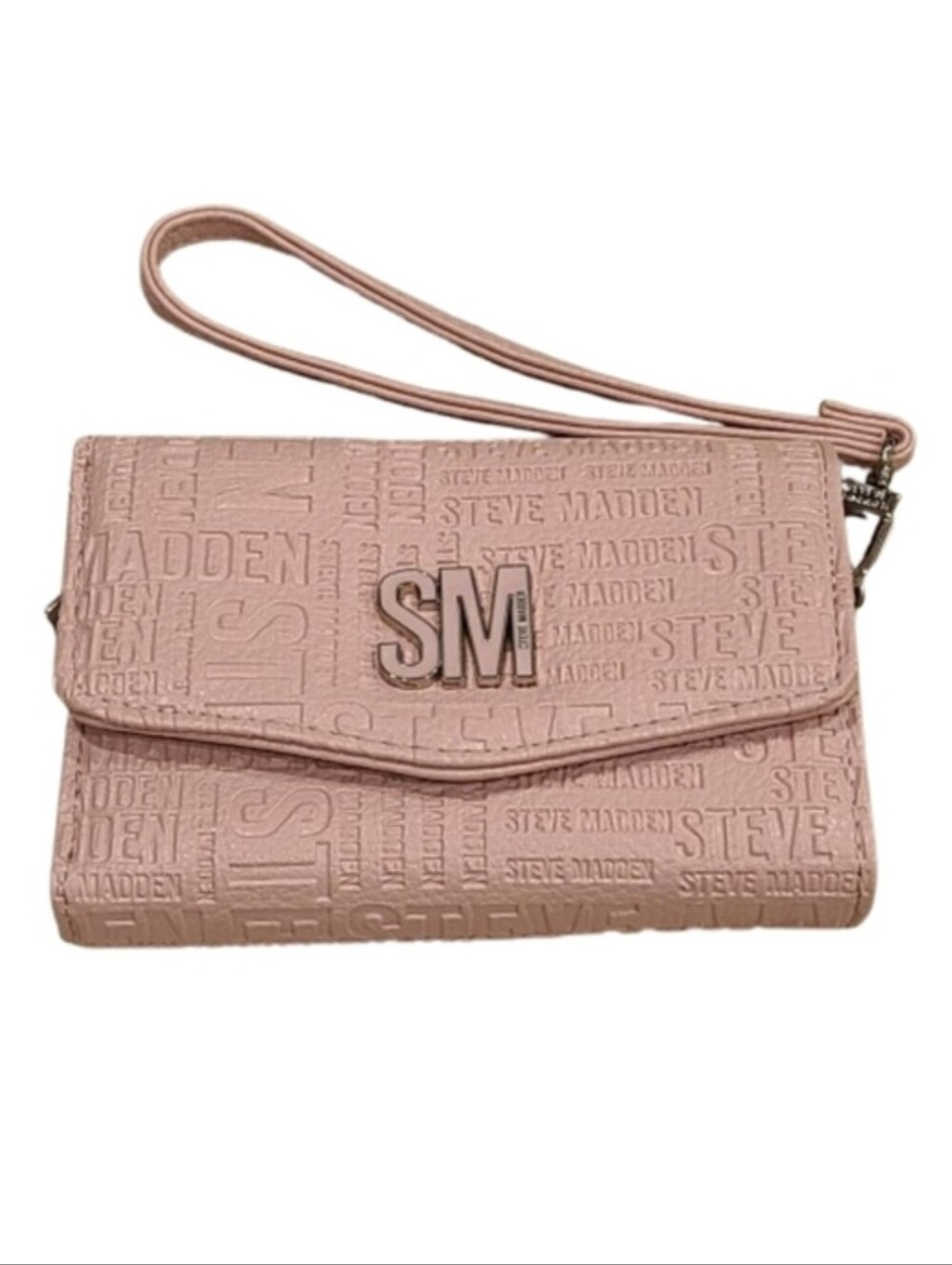 Steve Madden Dusty Pink Embossed Wristlet Clutch